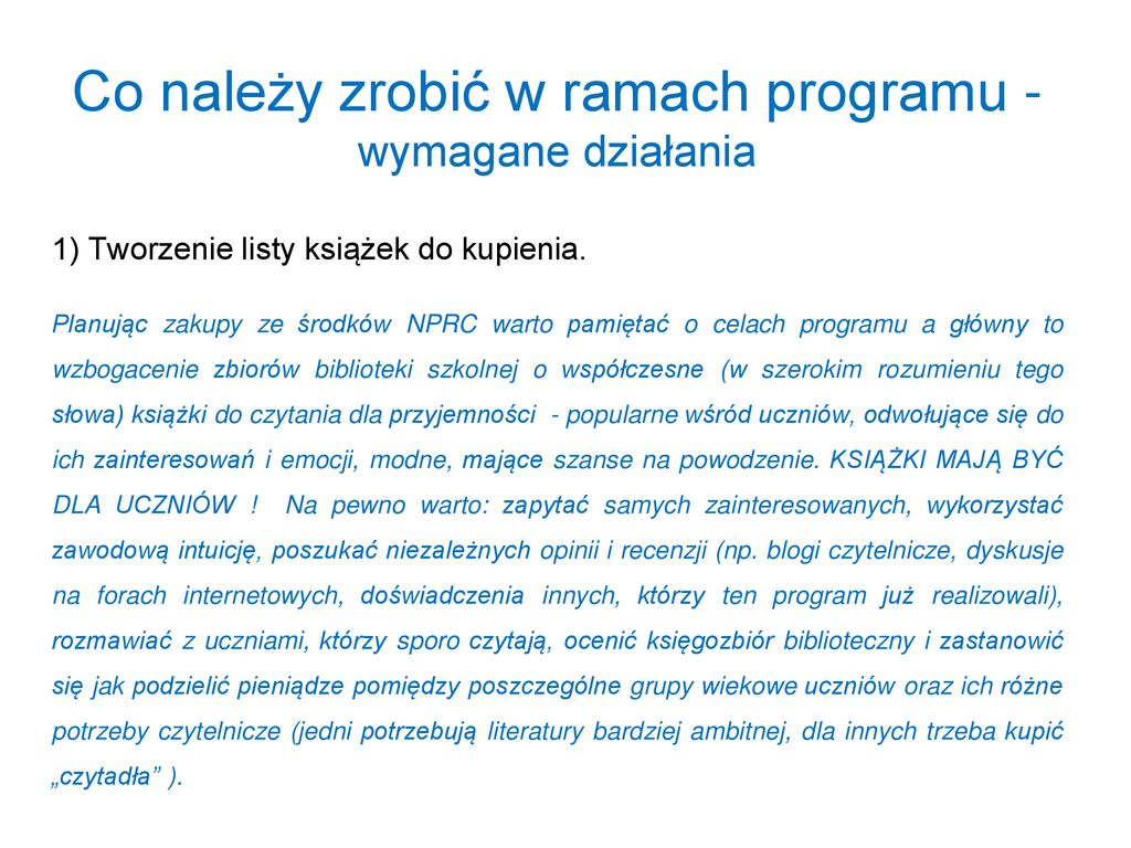 Narodowy Program Rozwoju Czytelnictwa Na Lata Priorytet Rozwijanie